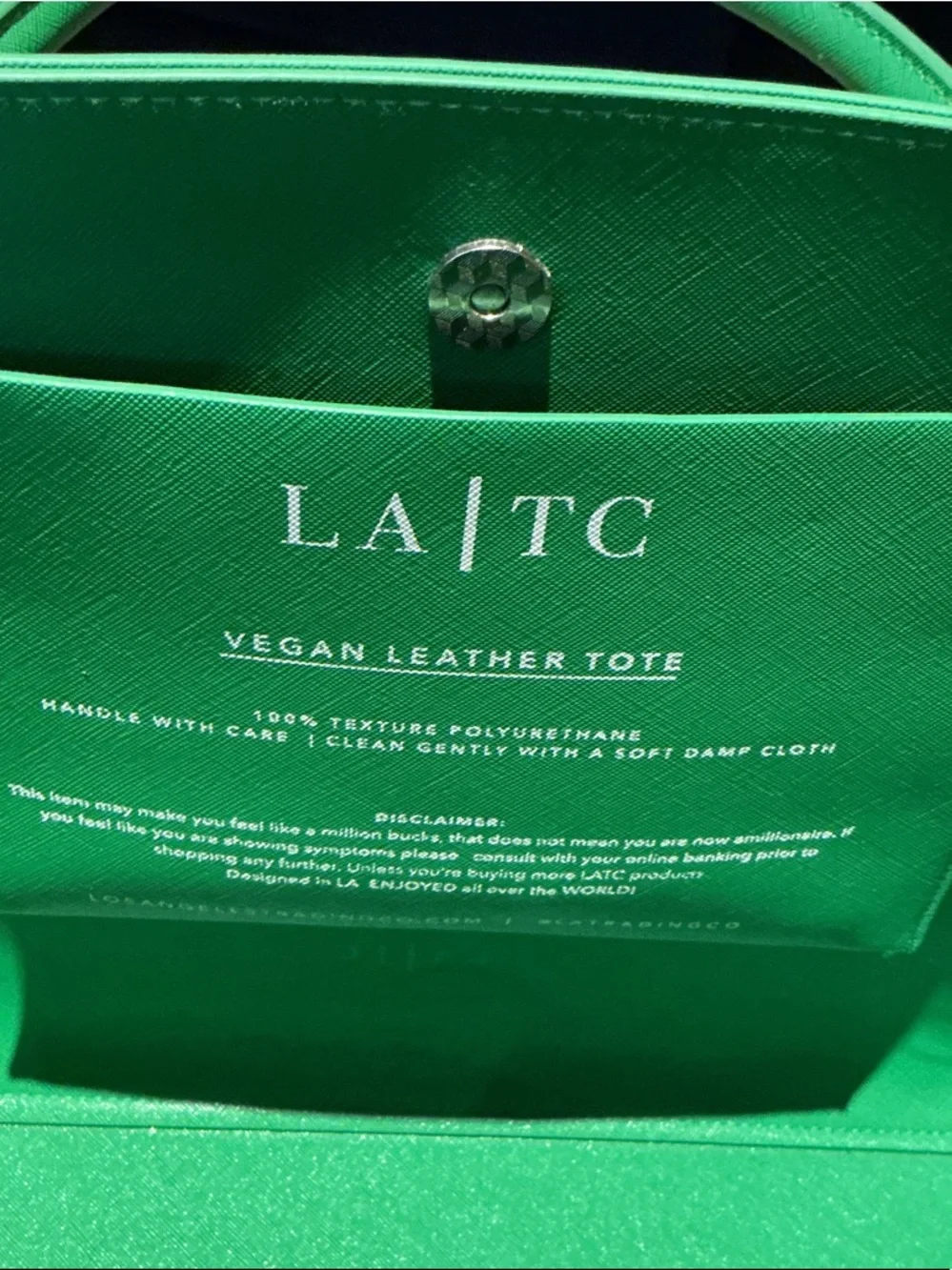 Green Script Tote - Picture 3 of 4